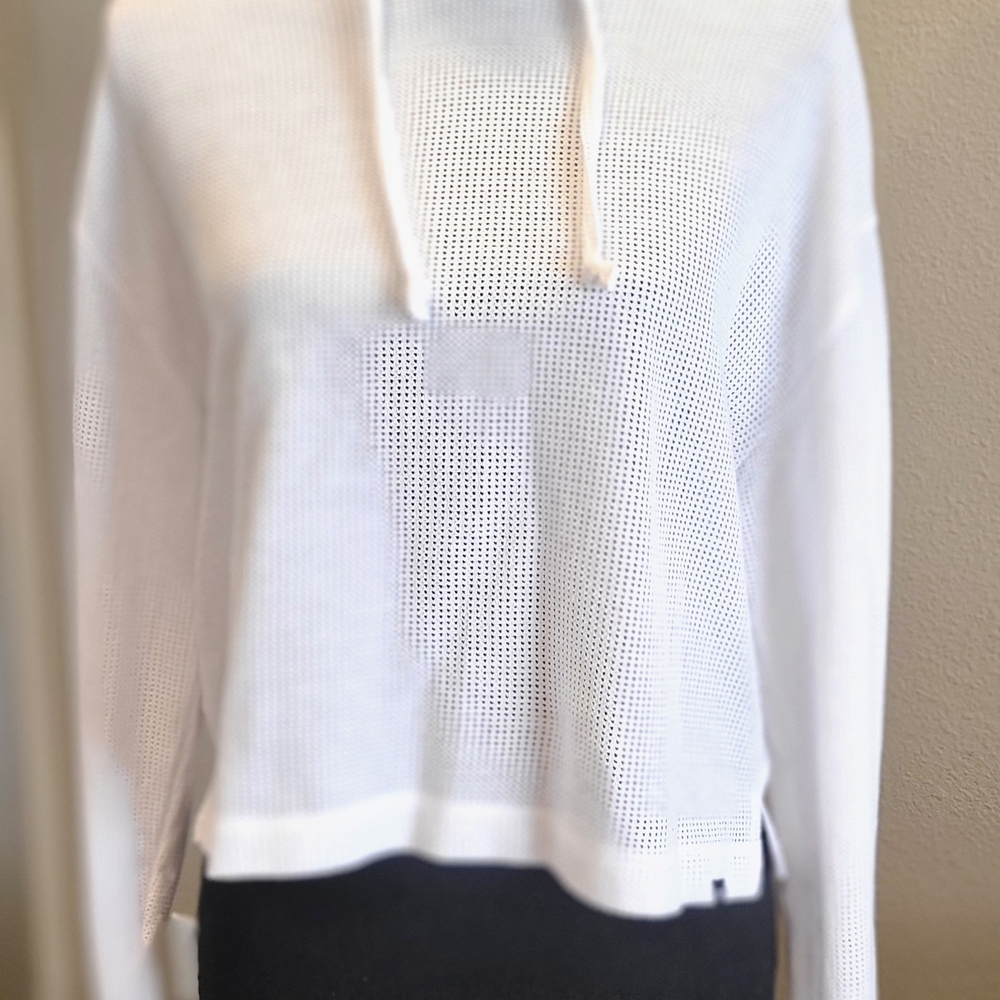 PINK Victoria's Secret White Hooded Mesh Pullover